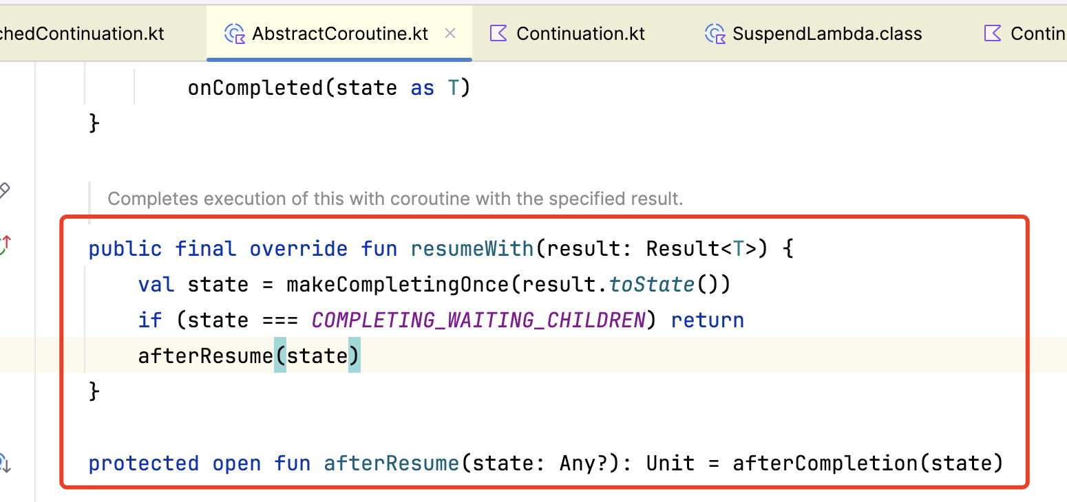 AbstractCoroutine中的resumeWith方法